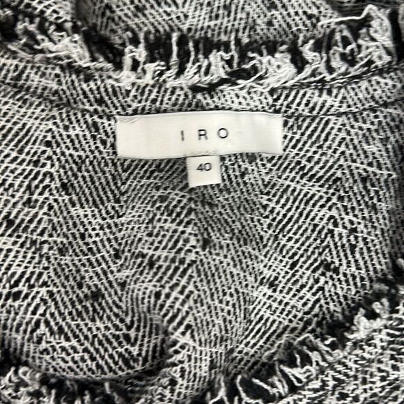 IRO Birnie Black And White Tweed Fringe Trim 3/4 Sleeve Dress Size 8 - Picture 5 of 10